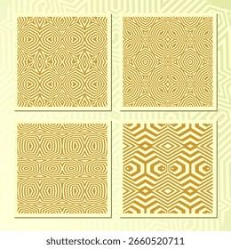 conjunto de padrões sem emenda VETOR GEOMETRIC com ornamentos de ouro