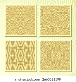 set of VECTOR GEOMETRIC seamless patterns with gold ornaments