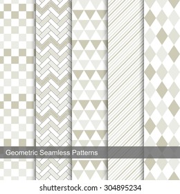 Set of vector geometric seamless patterns.