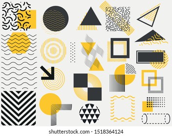 Set of vector geometric shapes 1990 1980. Trendy graphic elements for your unique design. - Shutterstock ID 1518364124