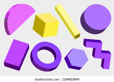 Set vector geometric shapes 3D