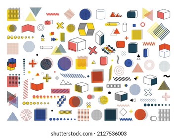 Set of vector geometric shapes memphis style.