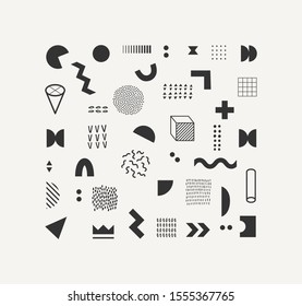 Set of vector geometric shapes and textures. Trendy graphic elements for your unique design.