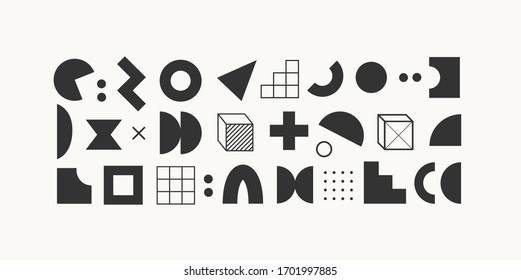 Set of vector geometric shapes and textures. Trendy graphic elements for your unique design.