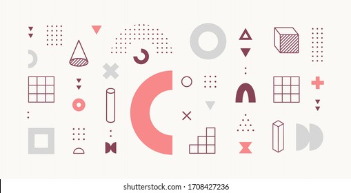 Set of vector geometric shapes and textures. Trendy graphic elements for your unique design.