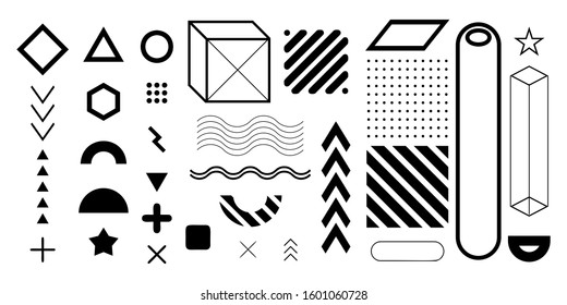 Set of vector geometric shapes. Trendy graphic elements for your design.