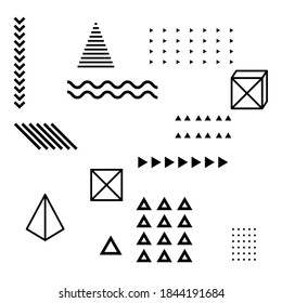 Conjunto de formas geométricas vectoriales. Elementos gráficos de moda para su diseño único.