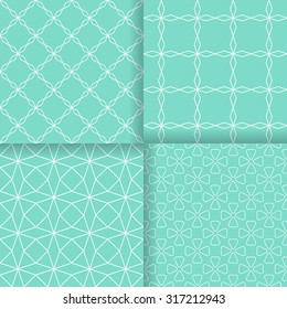 Set of vector geometric simple seamless patterns. Background for websites, wrap paper or textile in trendy linear style