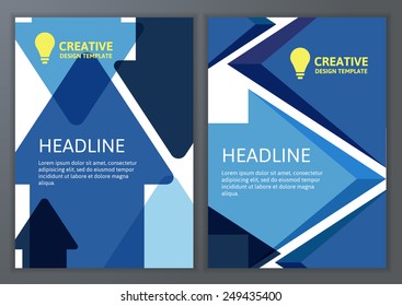 Set of vector geometric template for brochure, flyer, poster. Colorful polygonal and arrows vector background.