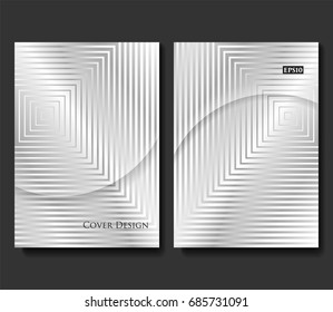 Set of Vector Geometric Templates. Silver Metallic Texture Background. Applicable for Brochures, Banners, Party Invitations, Posters and Fliers.