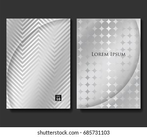 Set of Vector Geometric Templates. Silver Metallic Texture Background. Applicable for Brochures, Banners, Party Invitations, Posters and Fliers.
