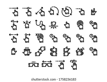 Set of vector gesture and interaction icons for websites, applications and printed products