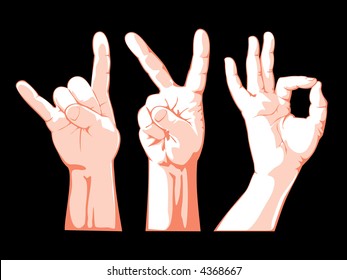 Set of vector gestures by hands