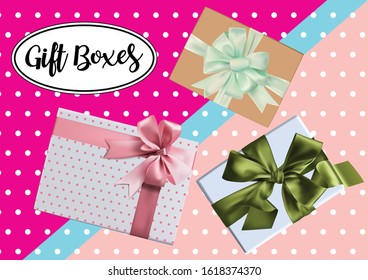 a set of vector gift box, several colors