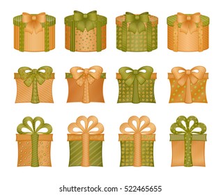 set of vector gift boxes with bows