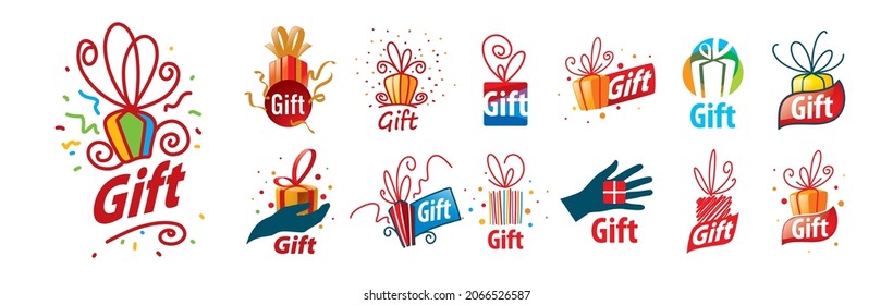 A set of vector gift icons on a white background
