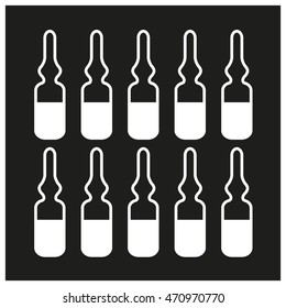Set vector glass ampoules of medication vaccine.