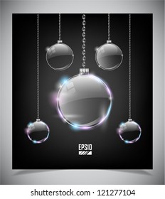 Set of Vector glass Christmas balls. eps 10 illustration