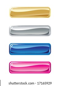 Set of vector glass shone buttons on a white background