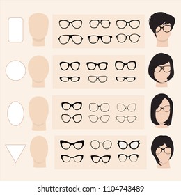 A set of vector glasses for different faces