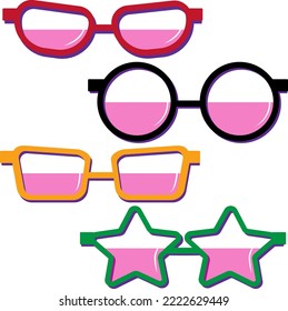Set of vector glasses of different shapes. vector illustration.