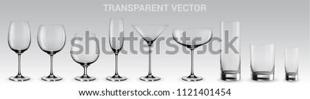 Set of vector glasses. 
Set of transparent vector glasses for wine, martini, champagne and other