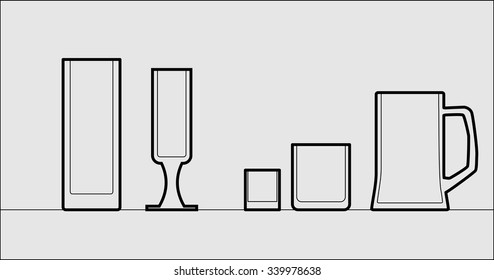 set of vector  glassware  icons