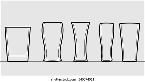 set of vector  glassware  icons 5