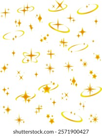 Set of vector glitter stars. Glittering stars icons. Glitter icon. A bright spark, a star spark, a brilliant flash of a star. Vector image.