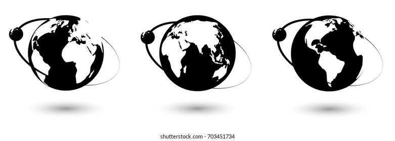 Set of Vector globe icons of the world