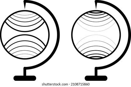 set of vector globe with north and south pole lines