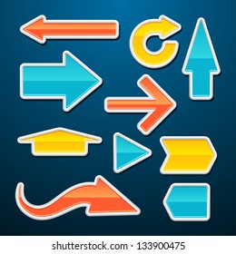 Set of vector glossy arrows stickers.