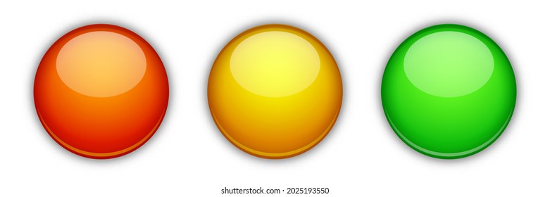 Set of vector glossy balls. Glass spheres isolated. Colored bright balls