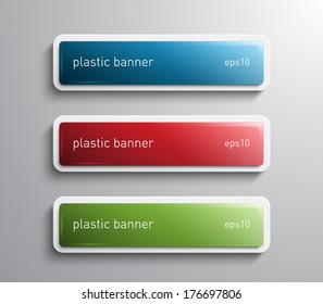 Set of vector glossy banners with plastic style for business design, infographics, reports, number options, progress, step presentation, workflow layout. Clean and modern style design