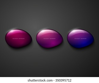 Set of vector glossy crystal stone banners