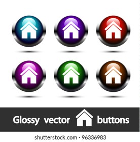 Set of vector glossy home buttons