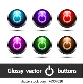 Set of vector glossy switch on/off buttons