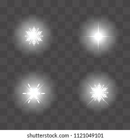 Set of Vector glowing light effect stars bursts with sparkles. Shine star glitters. vector illustration