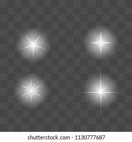 Set of Vector glowing light effect starbursts with sparkles. Shine star glitters. vector illustration