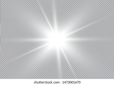 Set of Vector glowing light effect stars bursts with sparkles on transparent background. Transparent stars.