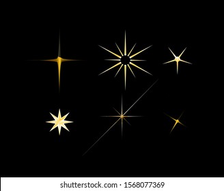 Set of Vector glowing light effect starbursts with sparkles. Shine star glitters. vector illustration