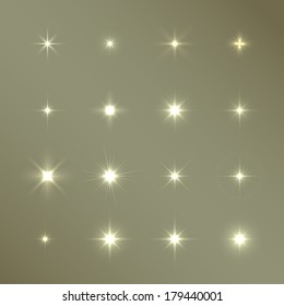 Set of Vector glowing light effect stars bursts with sparkles