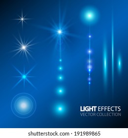 Set of Vector glowing light effect stars bursts with sparkles.  Vector illustration