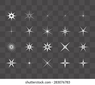 Set of Vector glowing light effect stars bursts with sparkles. vector illustration