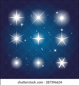 Set of Vector glowing light effect stars bursts with sparkles. Shine star glitters. vector illustration