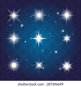 Set of Vector glowing light effect stars bursts with sparkles. Shine star glitters. vector illustration