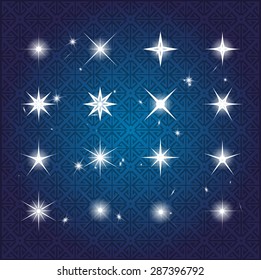 Set of Vector glowing light effect stars bursts with sparkles. Shine star glitters. vector illustration