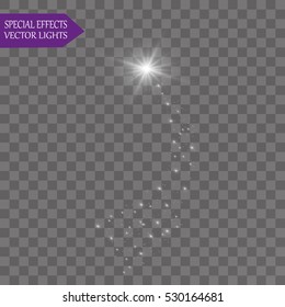 Set of Vector glowing light effect stars bursts with sparkles on transparent background. Transparent stars.