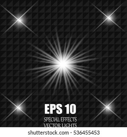 Set of Vector glowing light effect stars bursts with sparkles on transparent background. Transparent stars.