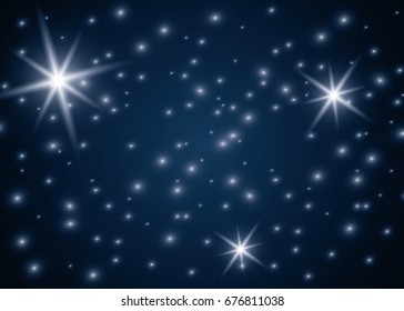 Set of Vector glowing light effect stars bursts with sparkles on transparent background.